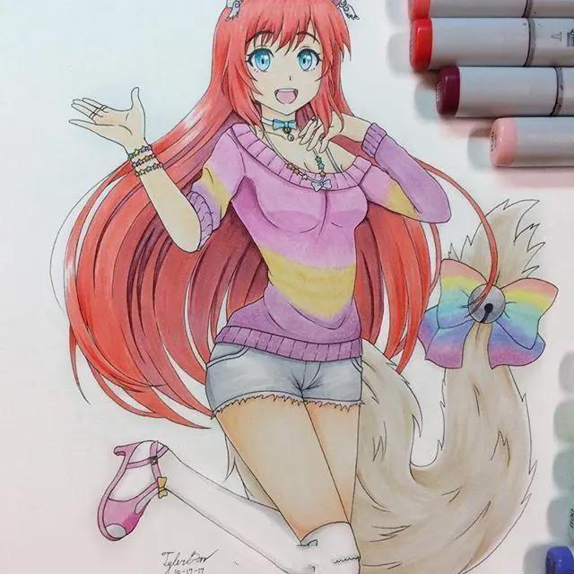 马克笔动漫人物手绘插画作品，喜欢画动漫人物的这组图很实用