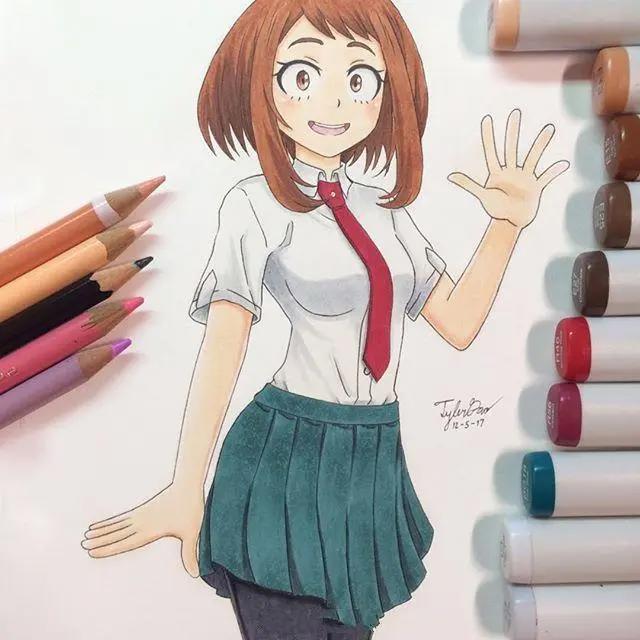 马克笔动漫人物手绘插画作品，喜欢画动漫人物的这组图很实用