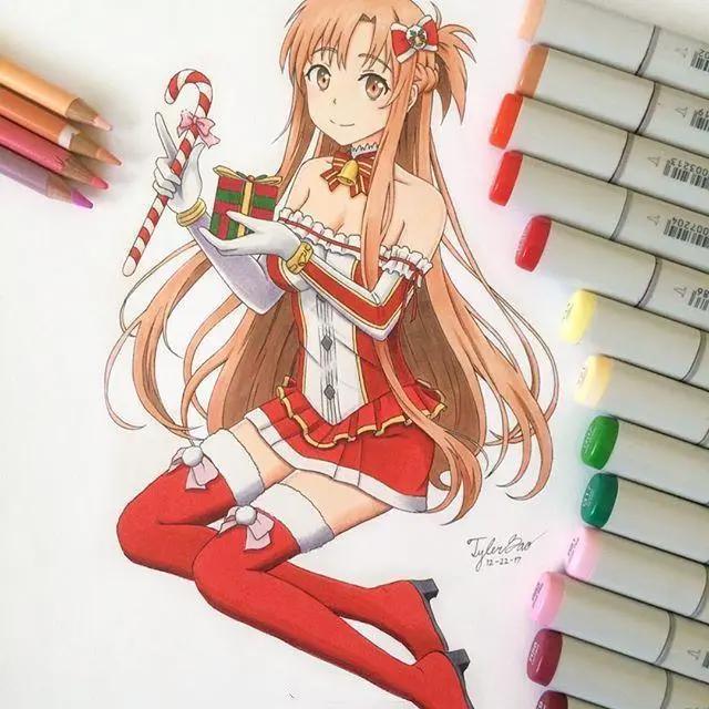 马克笔动漫人物手绘插画作品，喜欢画动漫人物的这组图很实用