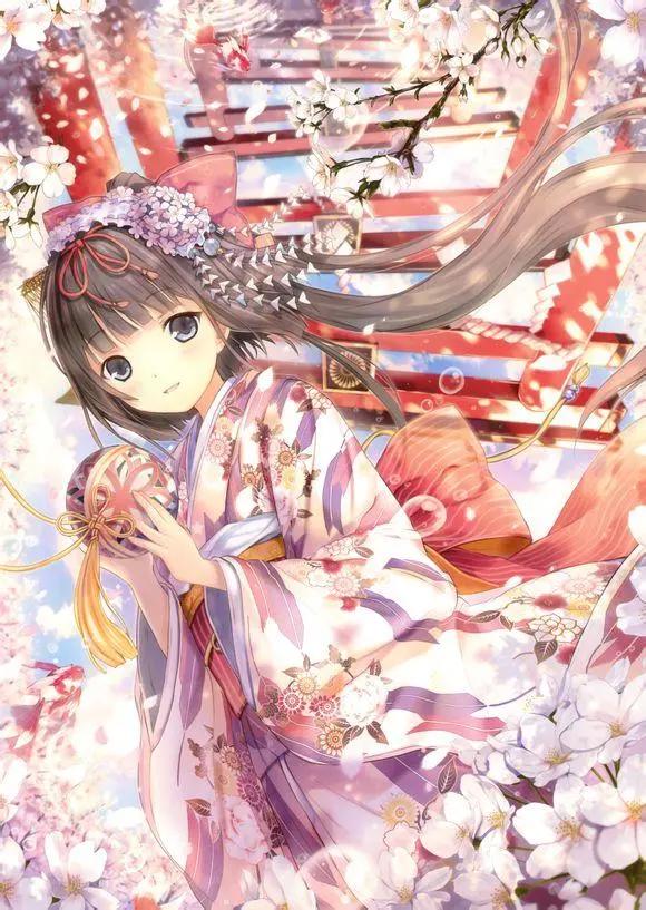 「动漫樱花图片」粉红的花瓣飘落进春天里