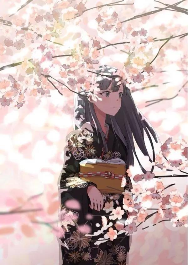 「动漫樱花图片」粉红的花瓣飘落进春天里