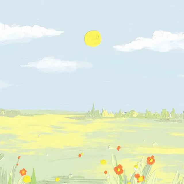 治愈系朋友圈背景动漫图身披春日阳光去拥抱你