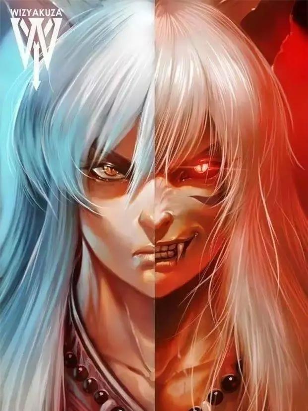 画师绘制动漫角色的不同形态,一半天使一半魔鬼,太惊艳了