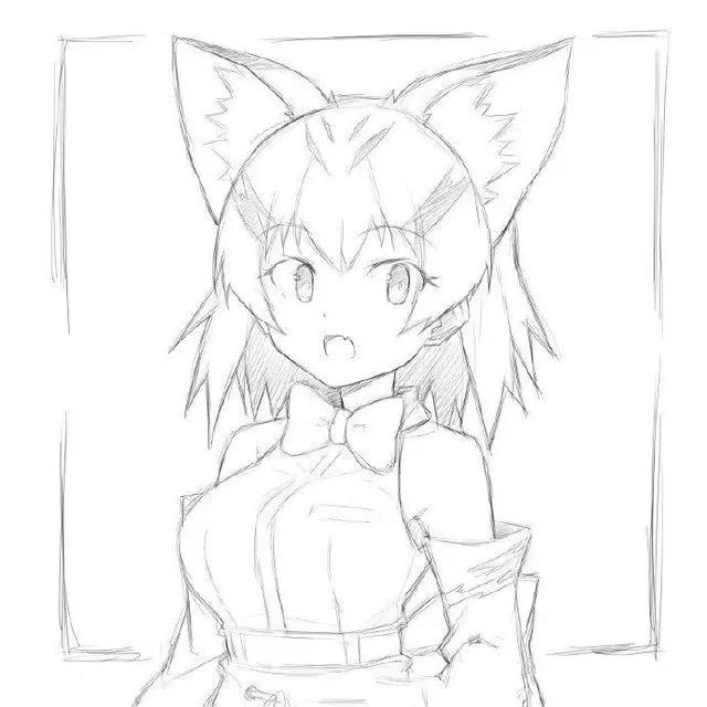 初学者漫画人物线稿图片，超可爱的萌妹子线稿作品