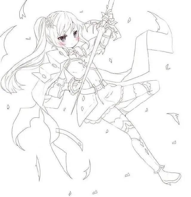 初学者漫画人物线稿图片，超可爱的萌妹子线稿作品