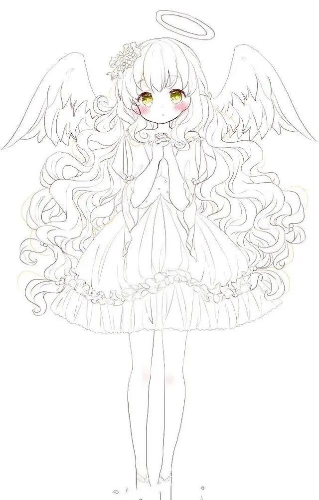 初学者漫画人物线稿图片，超可爱的萌妹子线稿作品