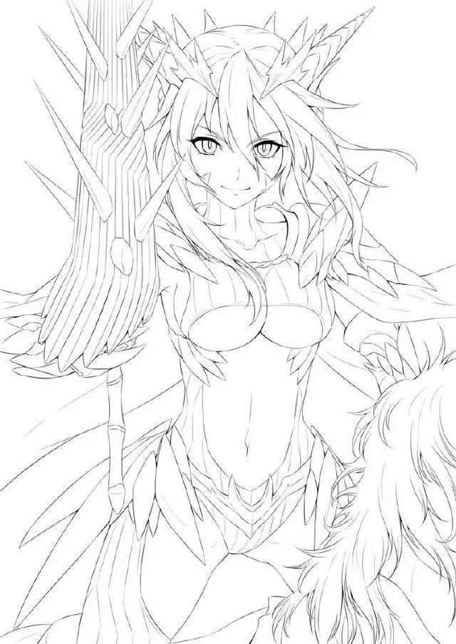 初学者漫画人物线稿图片，超可爱的萌妹子线稿作品