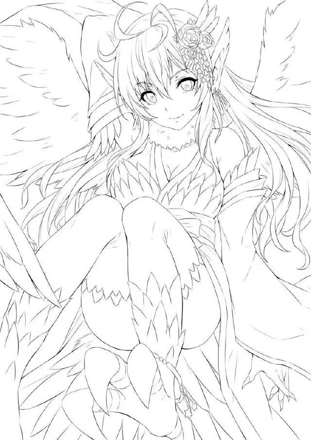 初学者漫画人物线稿图片，超可爱的萌妹子线稿作品