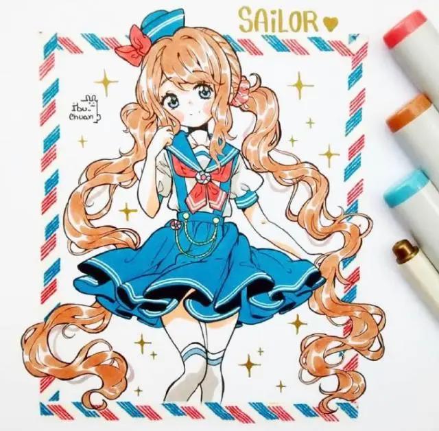 Q版动漫人物手绘图片集，建议初学者收藏的马克笔手绘素材