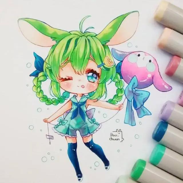 Q版动漫人物手绘图片集，建议初学者收藏的马克笔手绘素材