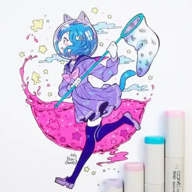 Q版动漫人物手绘图片集，建议初学者收藏的马克笔手绘素材