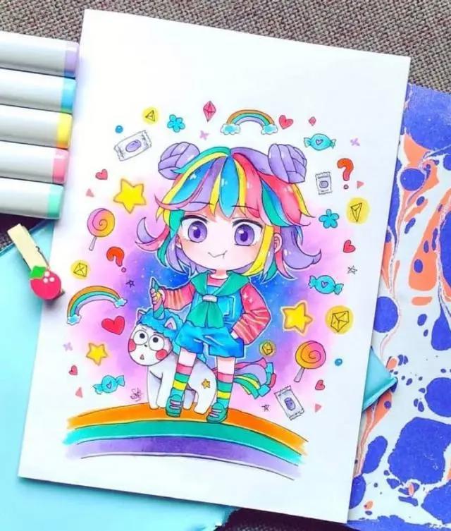 Q版动漫人物手绘图片集，建议初学者收藏的马克笔手绘素材