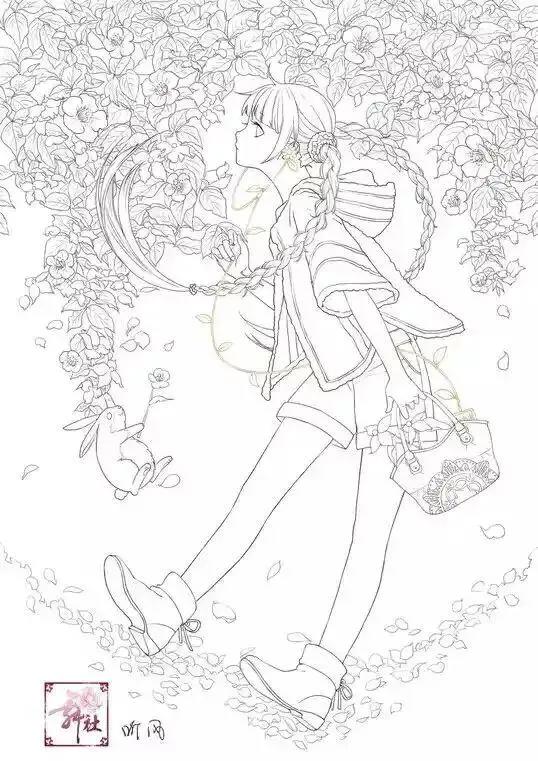 20幅动漫线稿，喜欢画画的不要错过了哦，附彩色原稿