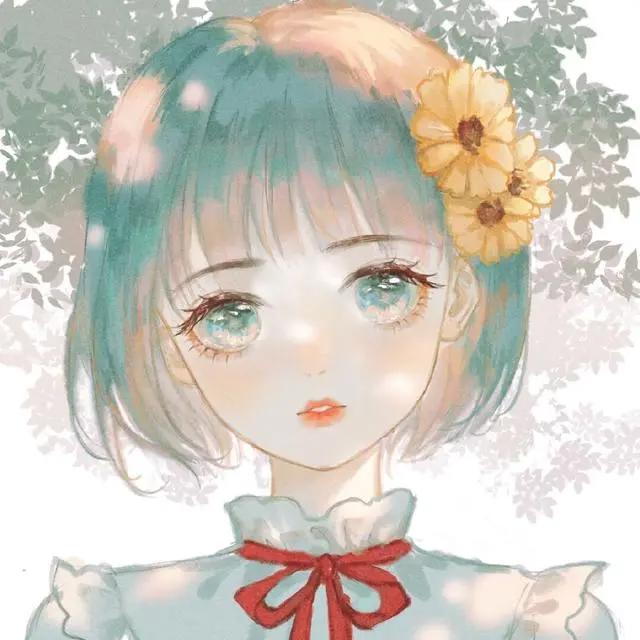 清新绿色系动漫女头