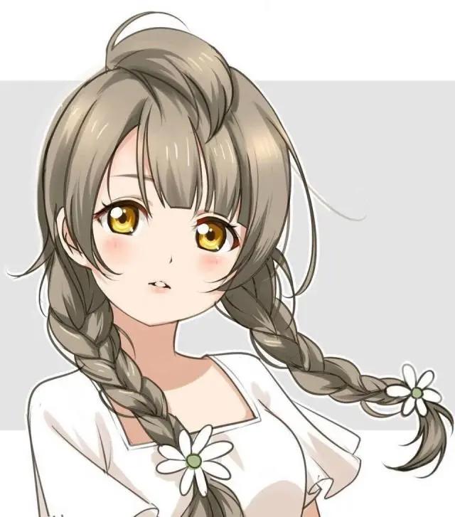 青涩萌系卡通头像插画，美炸少女心的麻花辫女孩