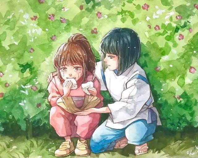 大神手绘宫崎骏动漫人物，超惊艳的水彩风格，画面清新治愈