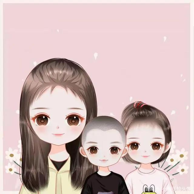 漫画全家福，简单温馨的家庭头像，甜蜜幸福的手绘图片