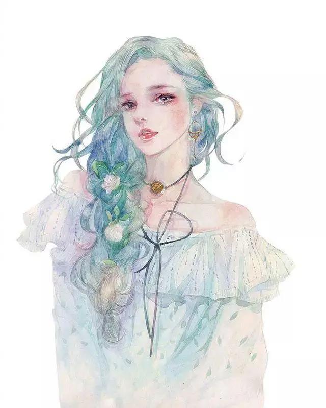 一眼就很舒适的蓝色背景微信头像（动漫女生版）