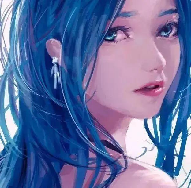 一眼就很舒适的蓝色背景微信头像（动漫女生版）