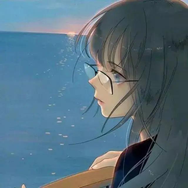 一眼就很舒适的蓝色背景微信头像（动漫女生版）