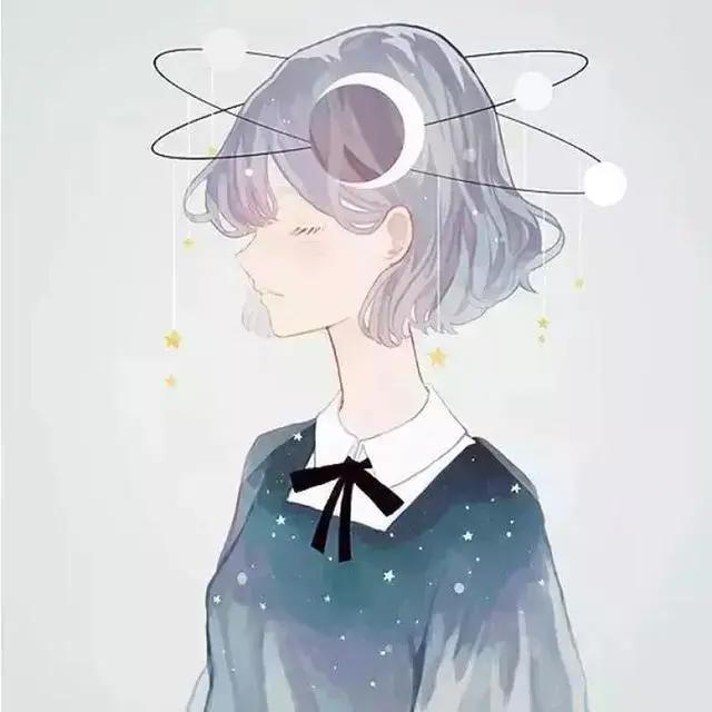 一眼就很舒适的蓝色背景微信头像（动漫女生版）