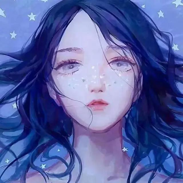一眼就很舒适的蓝色背景微信头像（动漫女生版）
