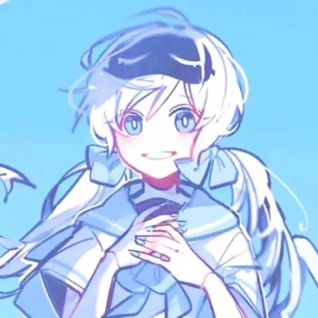 一眼就很舒适的蓝色背景微信头像（动漫女生版）