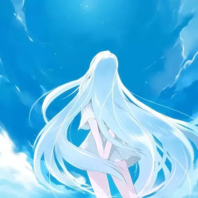 一眼就很舒适的蓝色背景微信头像（动漫女生版）