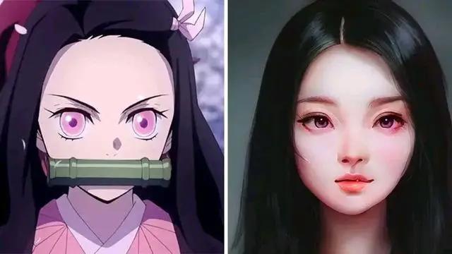 AI还原经典动画角色,祢豆子成超级大美女,看起来都太真实
