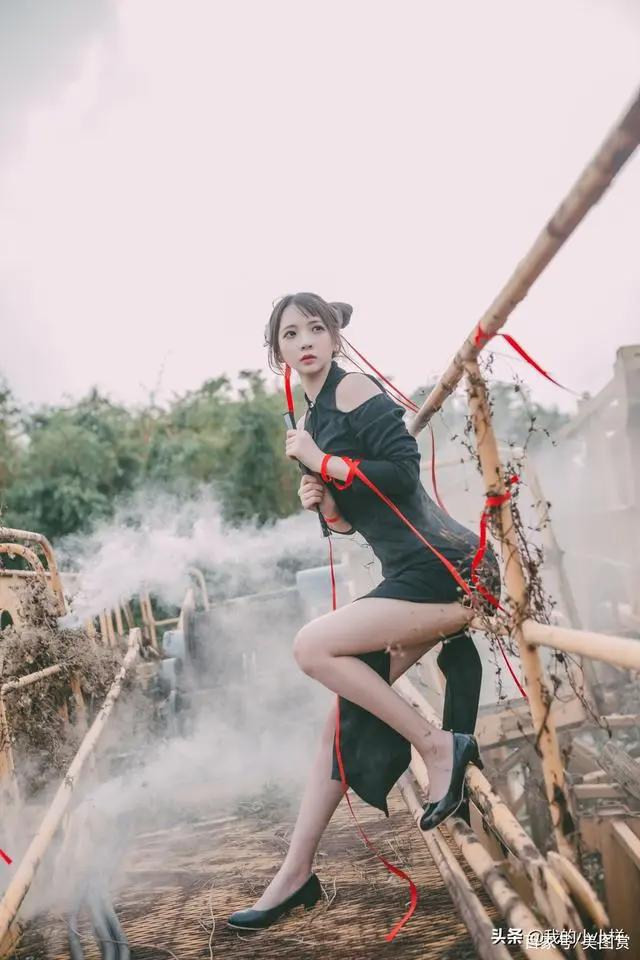 黑色旗袍气质无双，清新唯美的动漫美少女