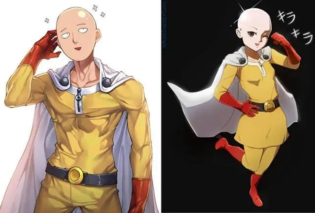 当动漫主角女性化,路飞秒变长腿美女,琦玉秃头依然锃光瓦亮