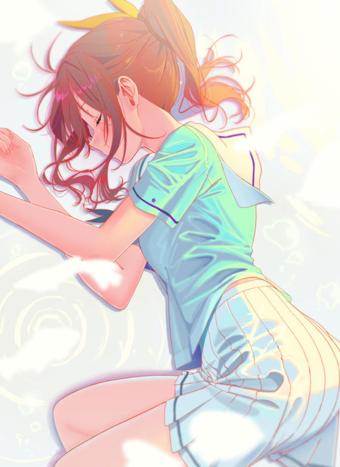 灵动而洒脱的二次元美少女角色插画，画面的光影氛围感很强