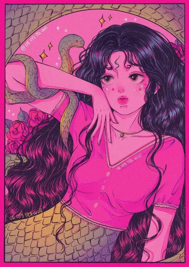 画师把十二生肖变不同风格的少女，兔子甜美可爱，只有“龙”最帅气