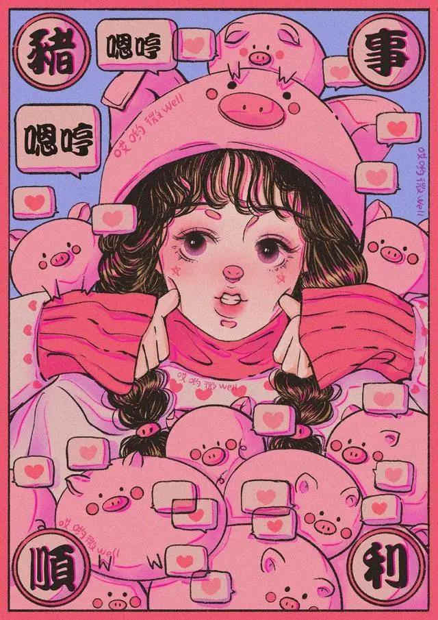 画师把十二生肖变不同风格的少女，兔子甜美可爱，只有“龙”最帅气