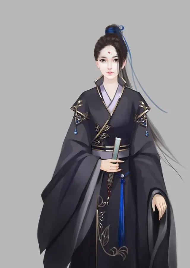 二次元古风美人一袭黑衣惊艳出场，个个美的动人心魄