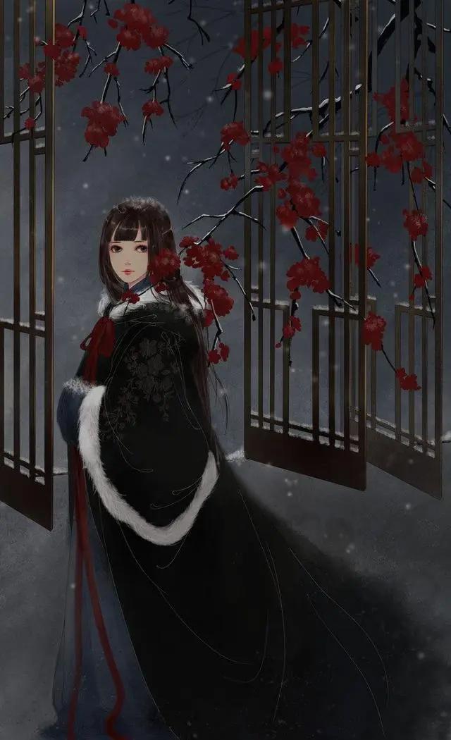 二次元古风美人一袭黑衣惊艳出场，个个美的动人心魄