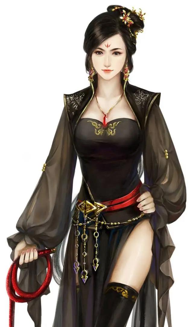 二次元古风美人一袭黑衣惊艳出场，个个美的动人心魄