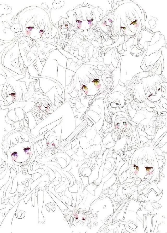 二次元美少女绘制原稿，初学者急需的练手素材