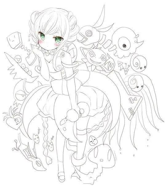 二次元美少女绘制原稿，初学者急需的练手素材