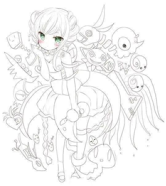 二次元美少女绘制原稿，初学者急需的练手素材