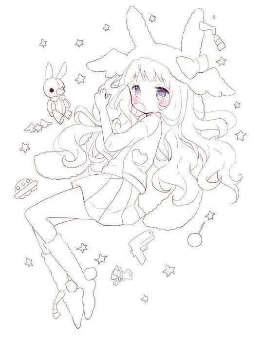 二次元美少女绘制原稿，初学者急需的练手素材