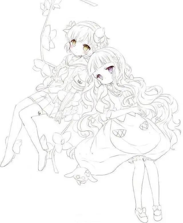 二次元美少女绘制原稿，初学者急需的练手素材