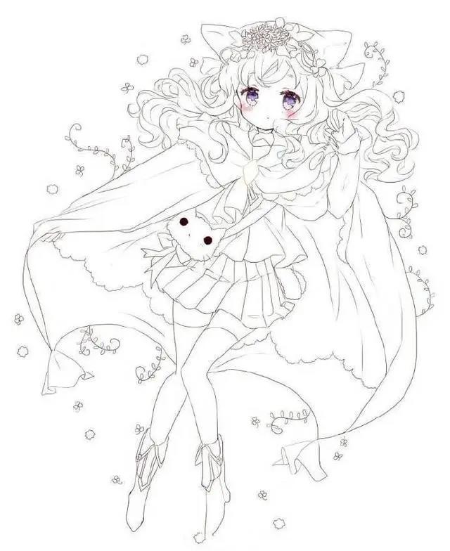 二次元美少女绘制原稿，初学者急需的练手素材