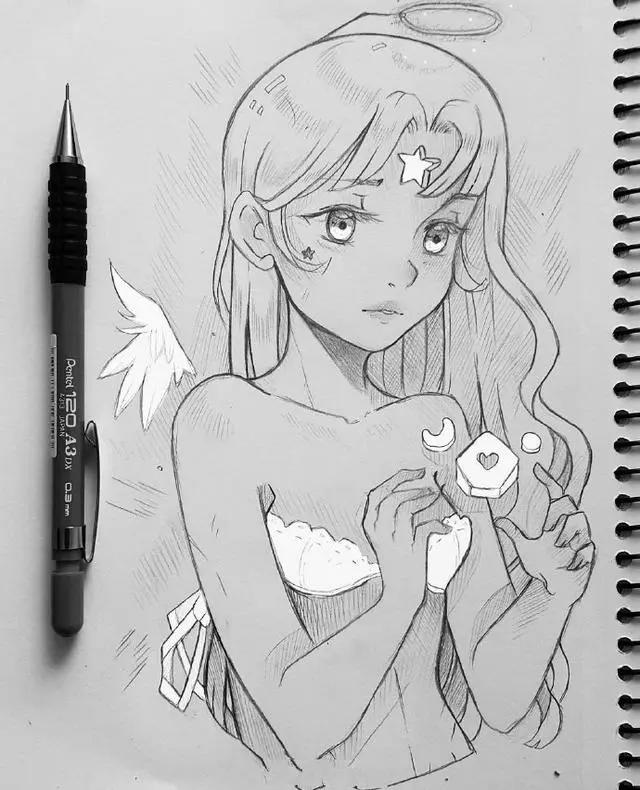 二次元美少女绘制原稿，初学者急需的练手素材