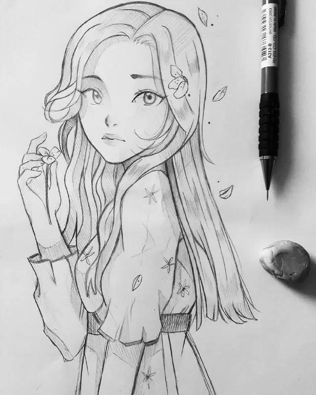 二次元美少女绘制原稿，初学者急需的练手素材