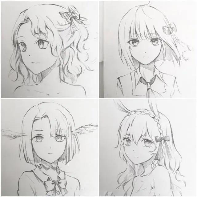 二次元美少女绘制原稿，初学者急需的练手素材