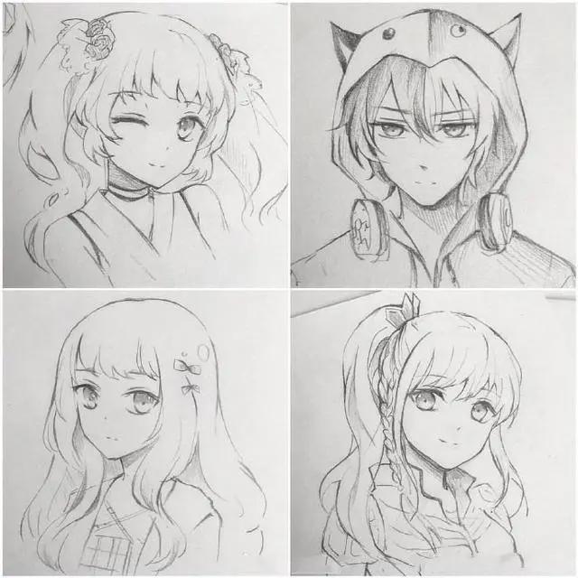 二次元美少女绘制原稿，初学者急需的练手素材