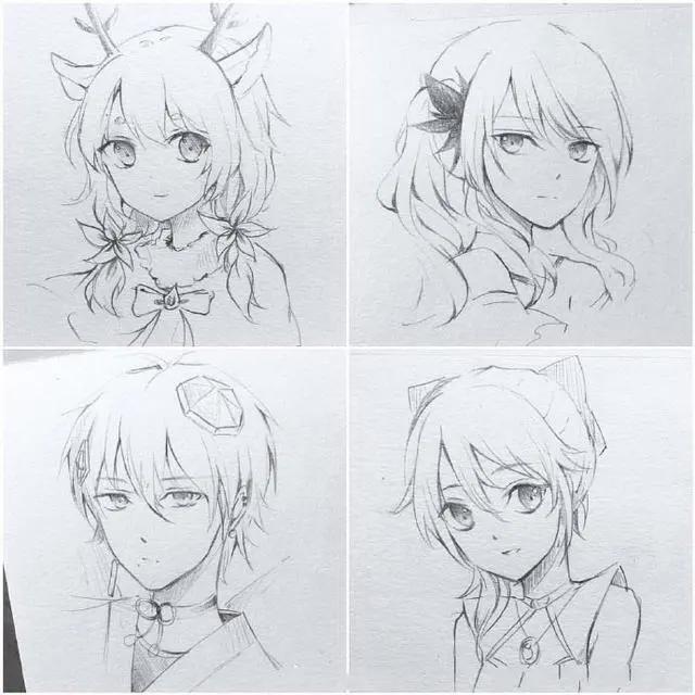 二次元美少女绘制原稿，初学者急需的练手素材