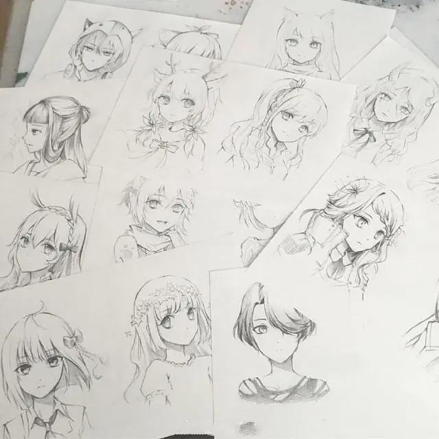 二次元美少女绘制原稿，初学者急需的练手素材