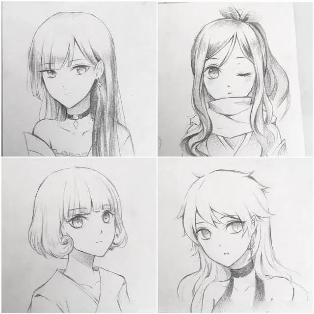 二次元美少女绘制原稿，初学者急需的练手素材